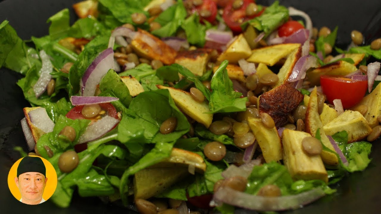 Salada de lentilha com batata doce