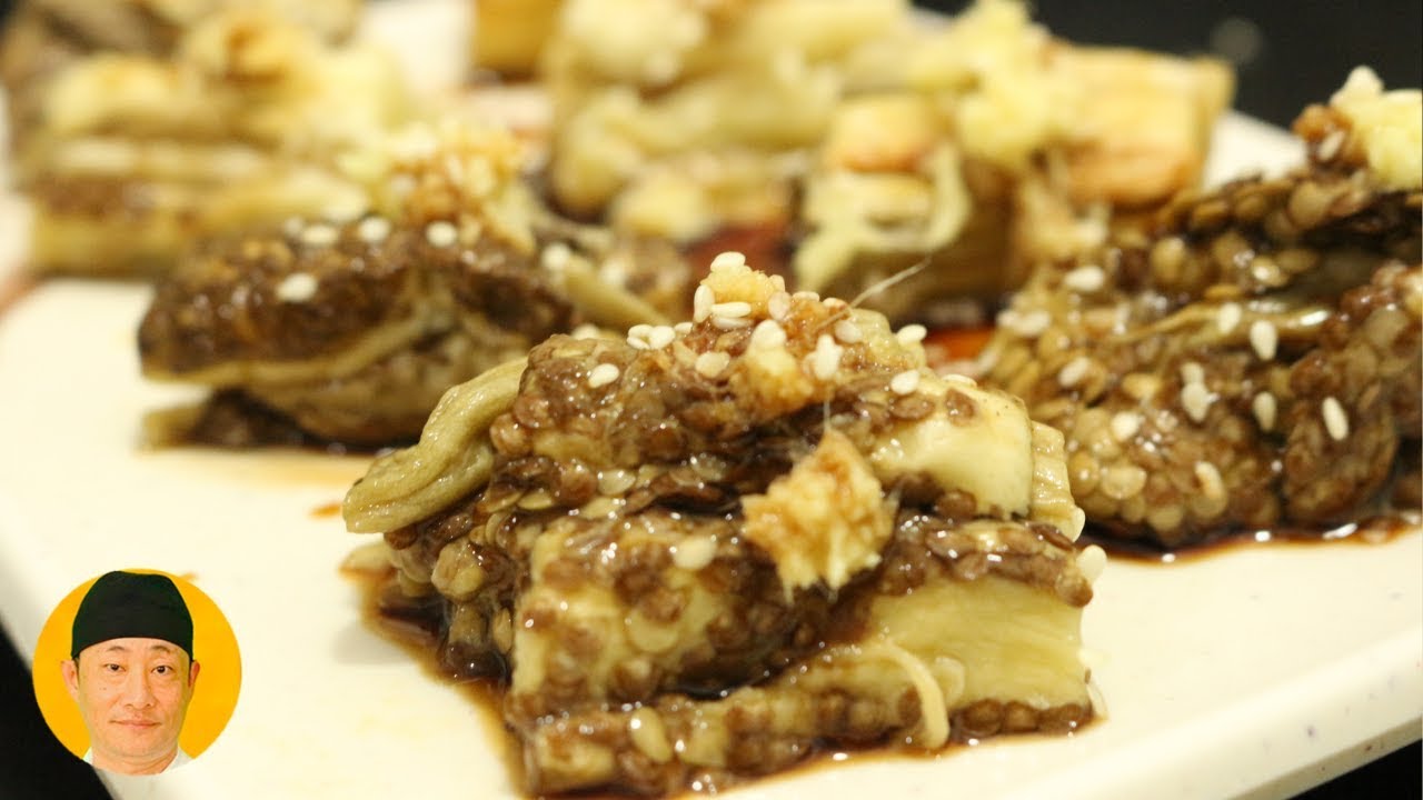 Salada de berinjela com um toque oriental