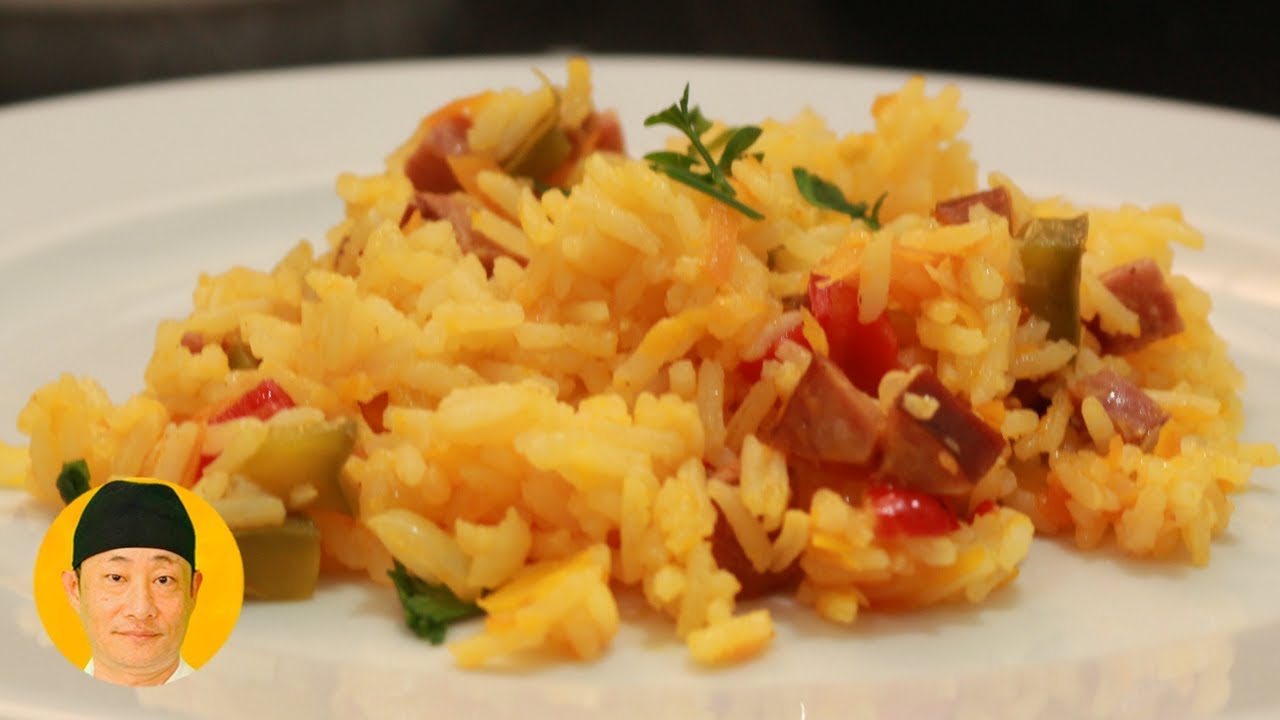 Arroz temperado colorido