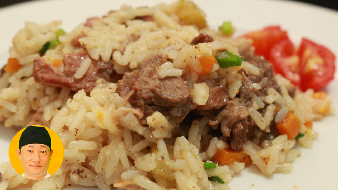 Arroz na panela de pressão com 3 tipos de carnes