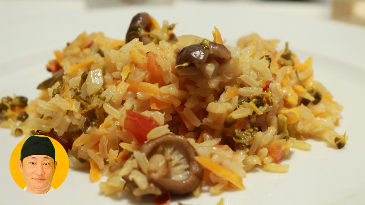 Arroz integral na frigideira